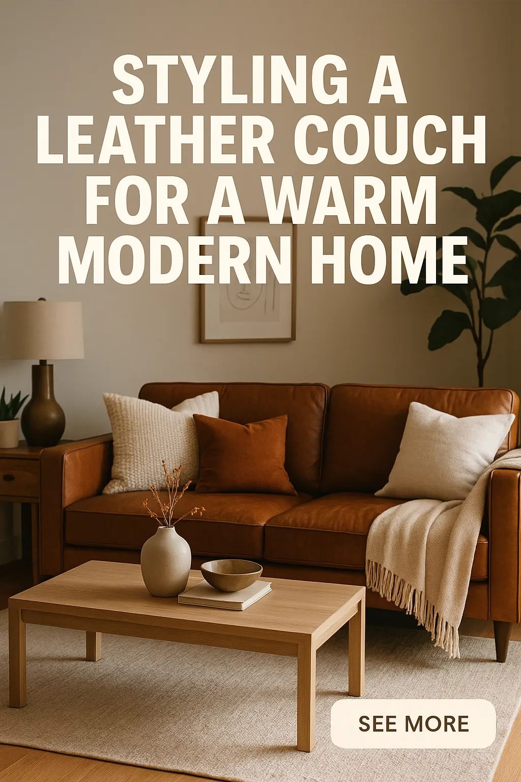 Styling a Leather Couch for a Warm Modern Home
