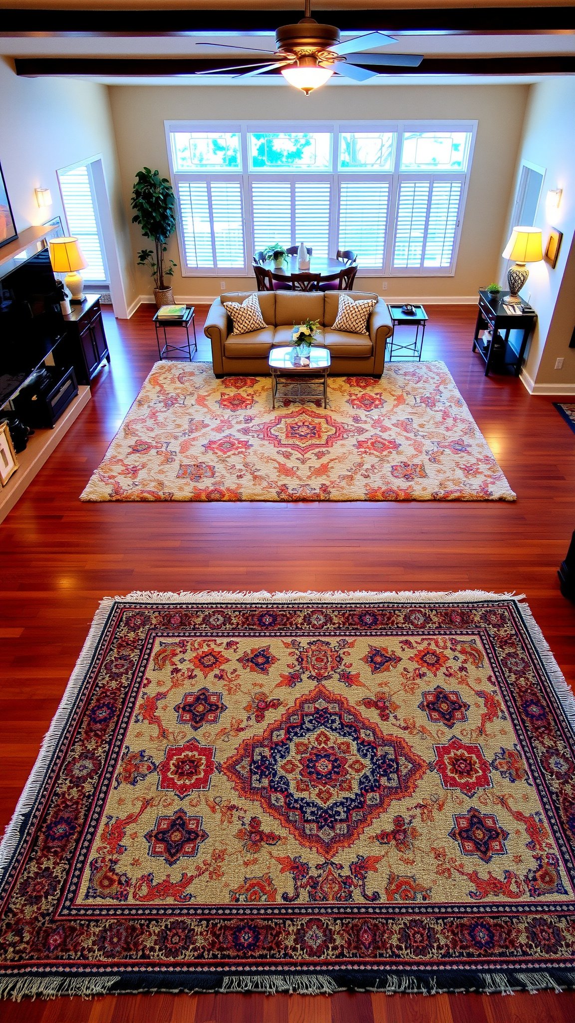 design 1 define zones with area rugs Design 1: Define Zones with Area Rugs