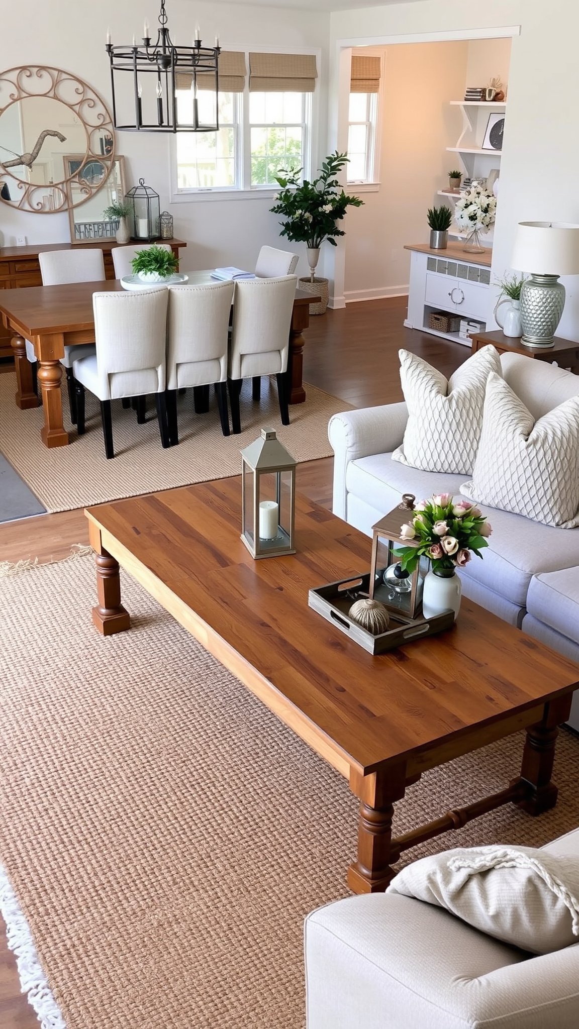 Design 1: Rustic Wood Meets Soft Fabrics