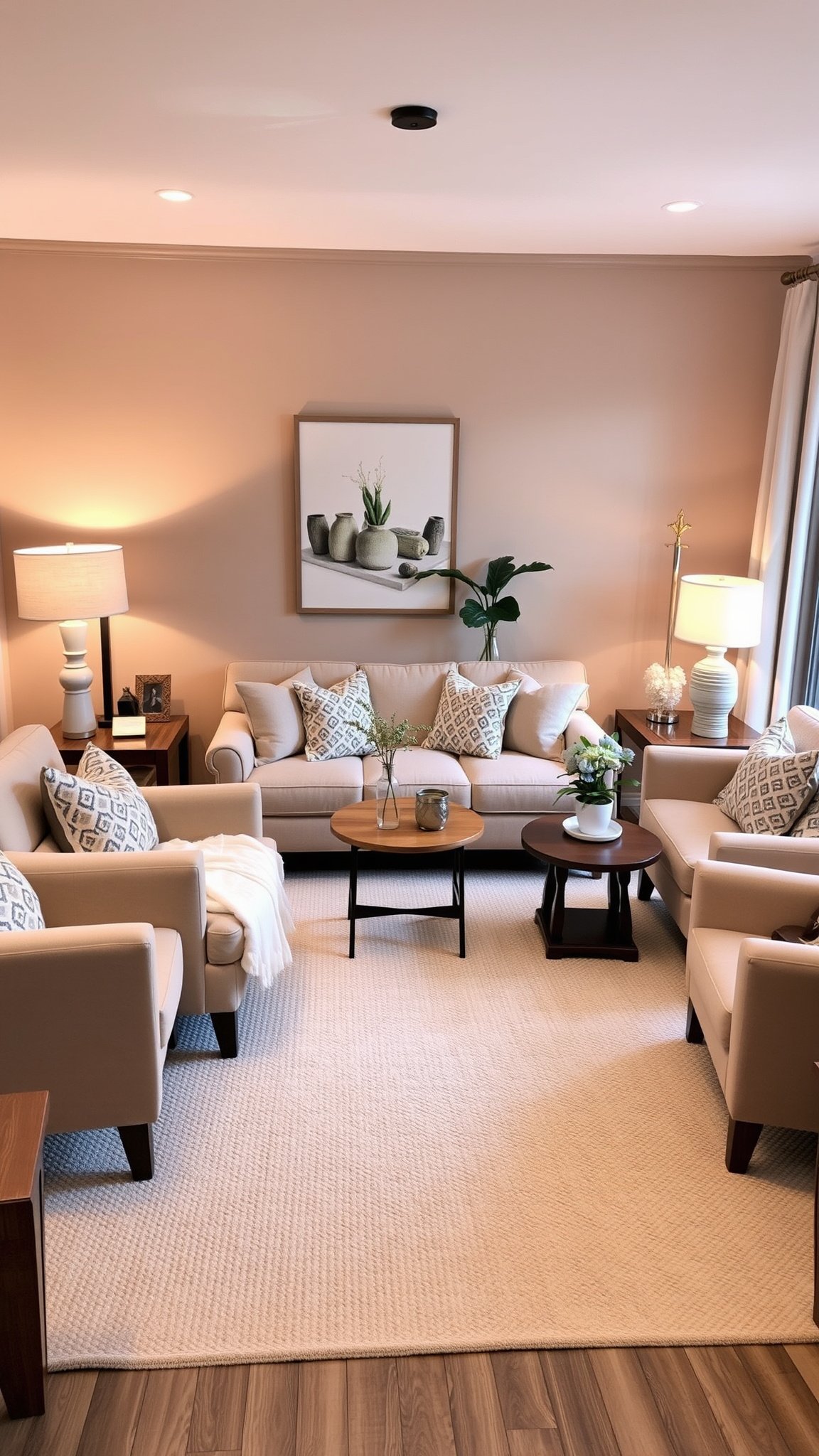 Design 1: Soft Beige Tones for a Cozy Living Room