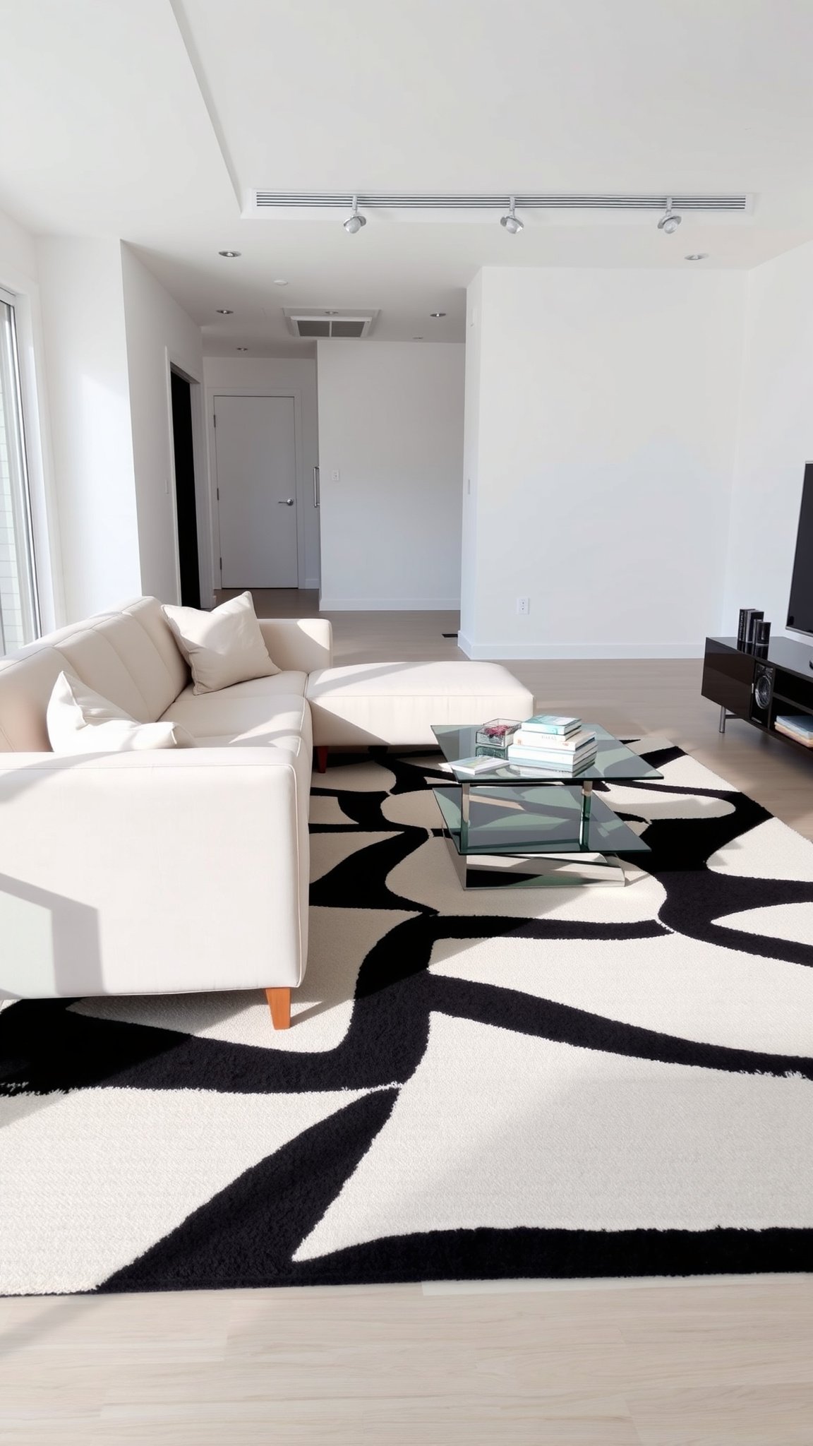 Design 2: Modern Minimalism with Geometric Rugs