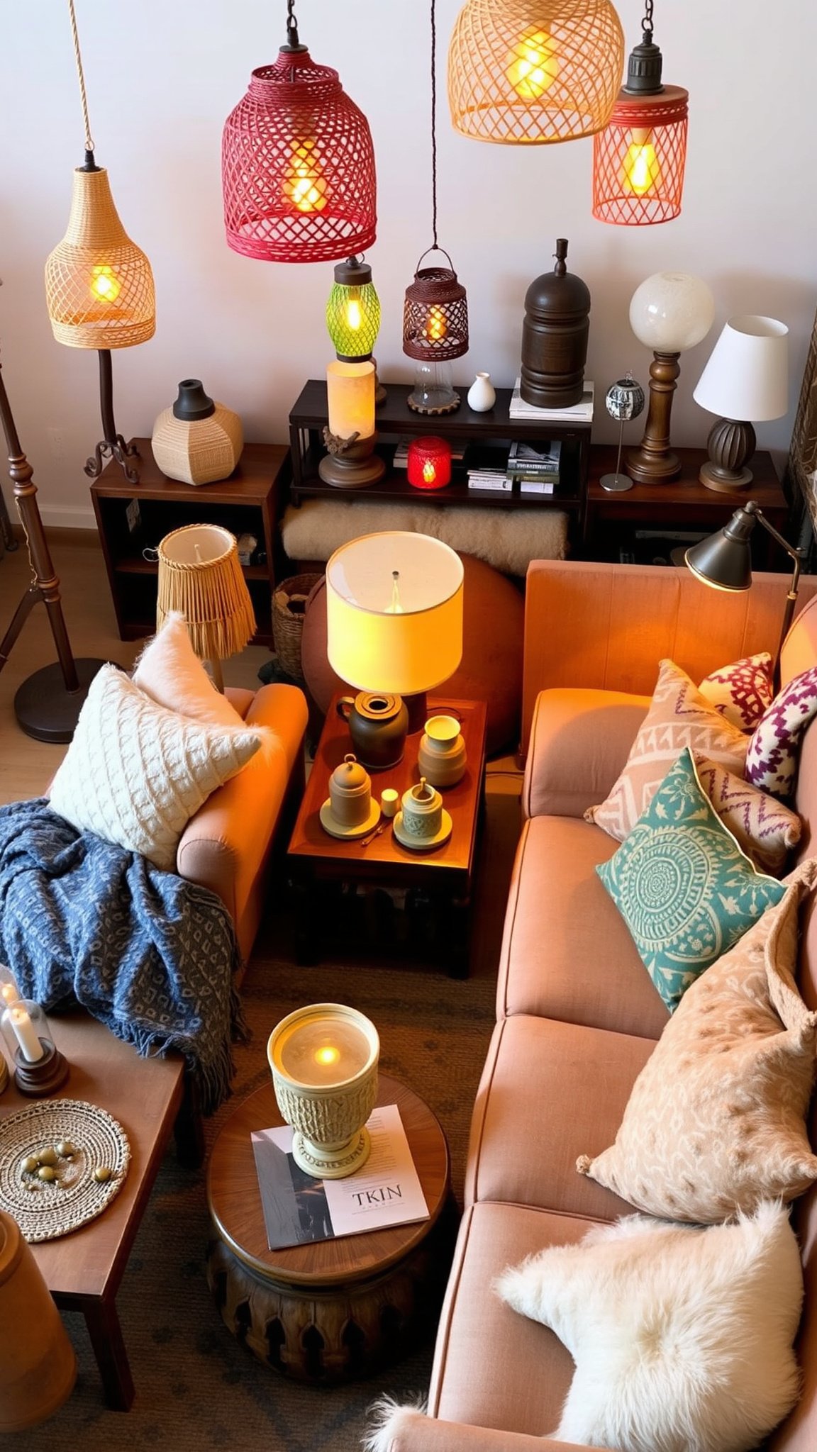 Design 4: Cozy Bohemian Vibes with Layered Lighting