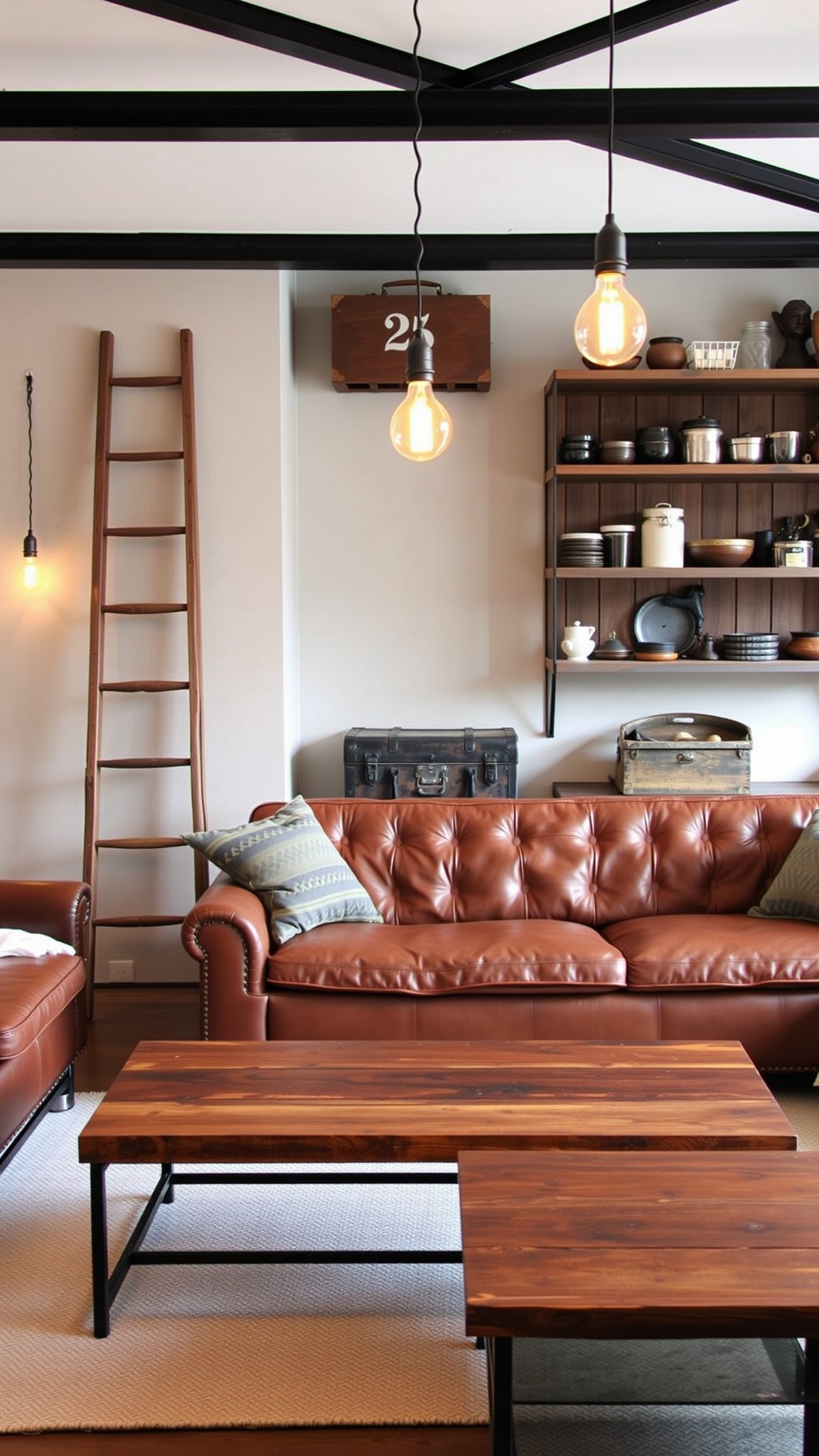 Design 4: Industrial Modern with Rustic Vintage Touches