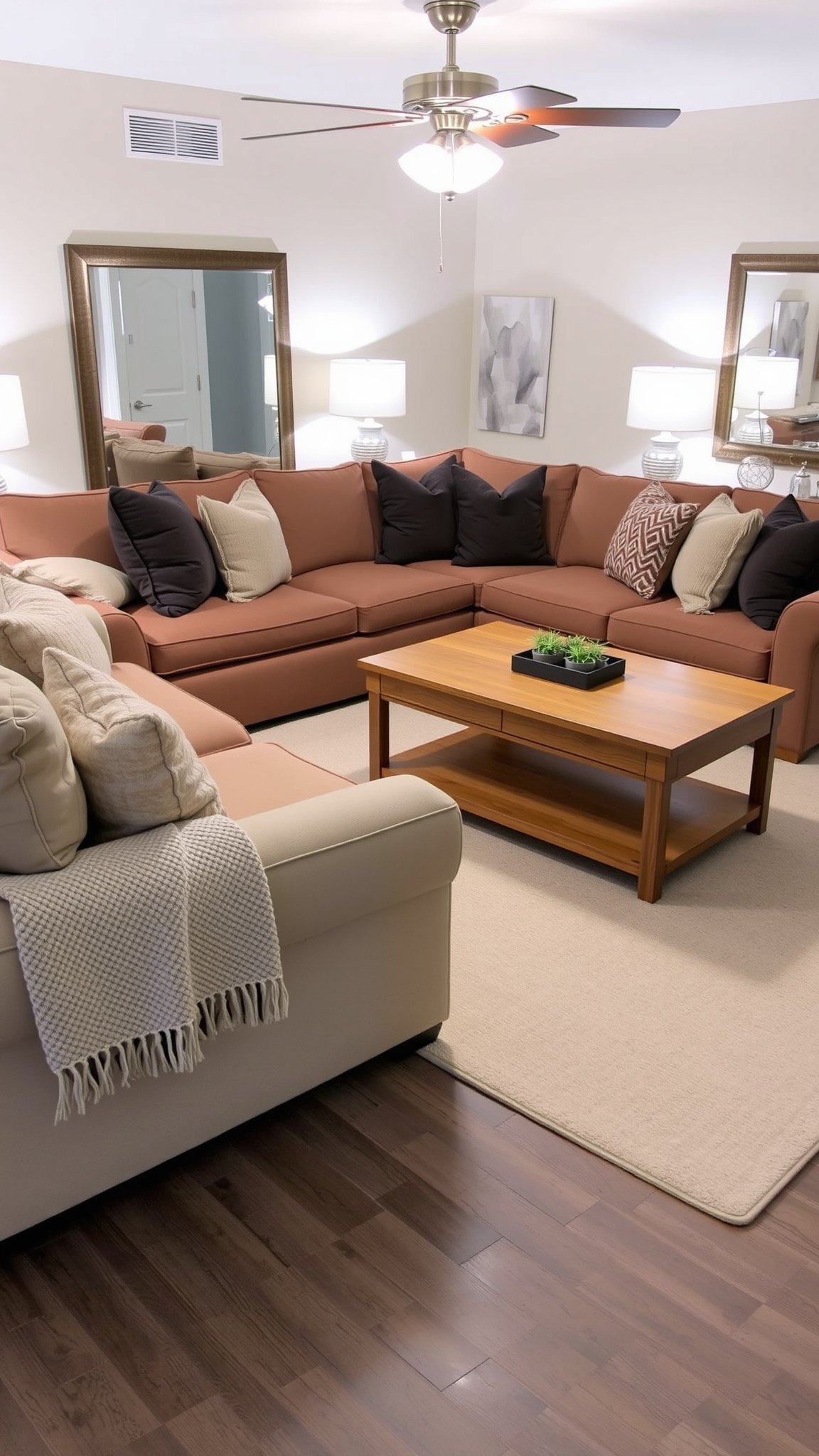 Design 5: Warm Taupe with Layered Lighting