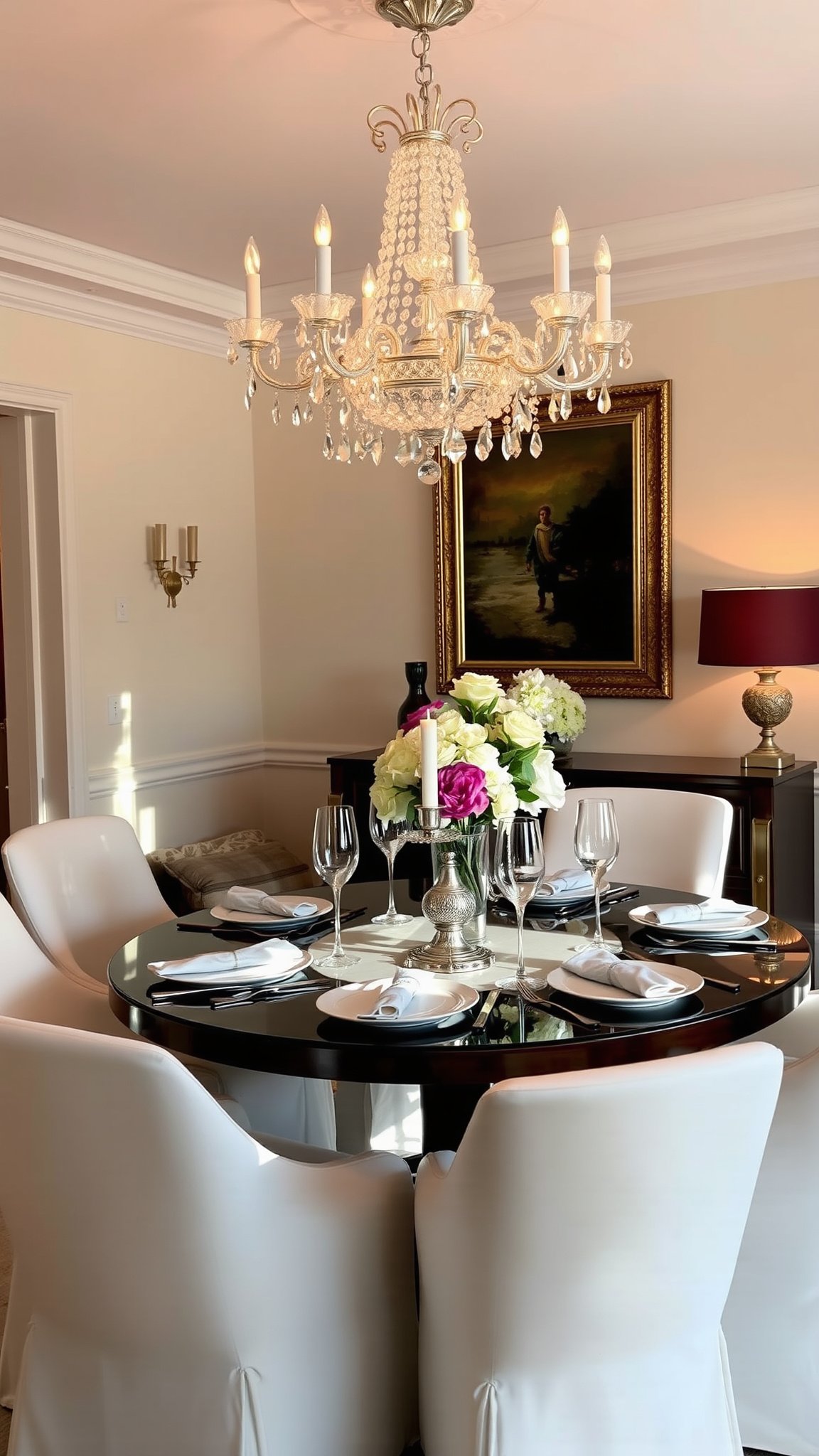 1. Classic Elegance with a Statement Chandelier