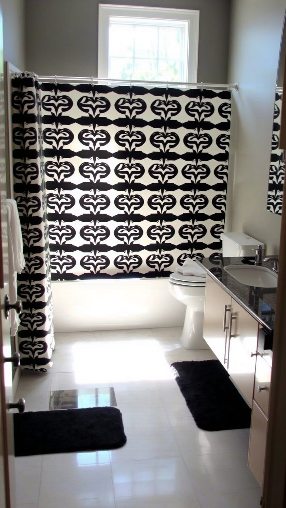 10. Black and White Shower Curtain