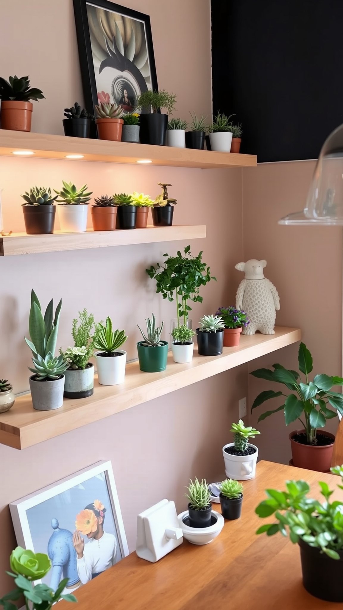 4. Floating Shelves with Plants