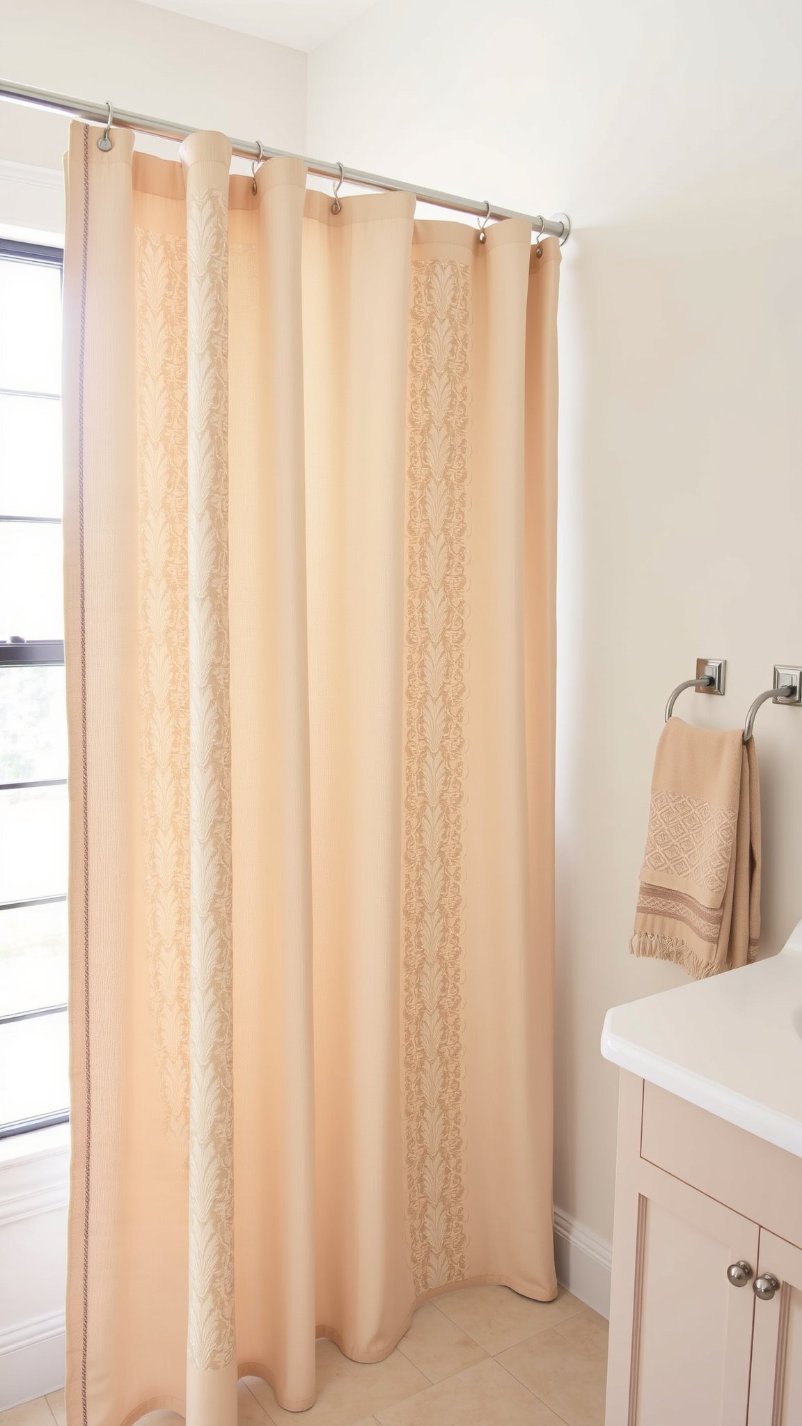 5 use a luxe shower curtain 5. Use a Luxe Shower Curtain