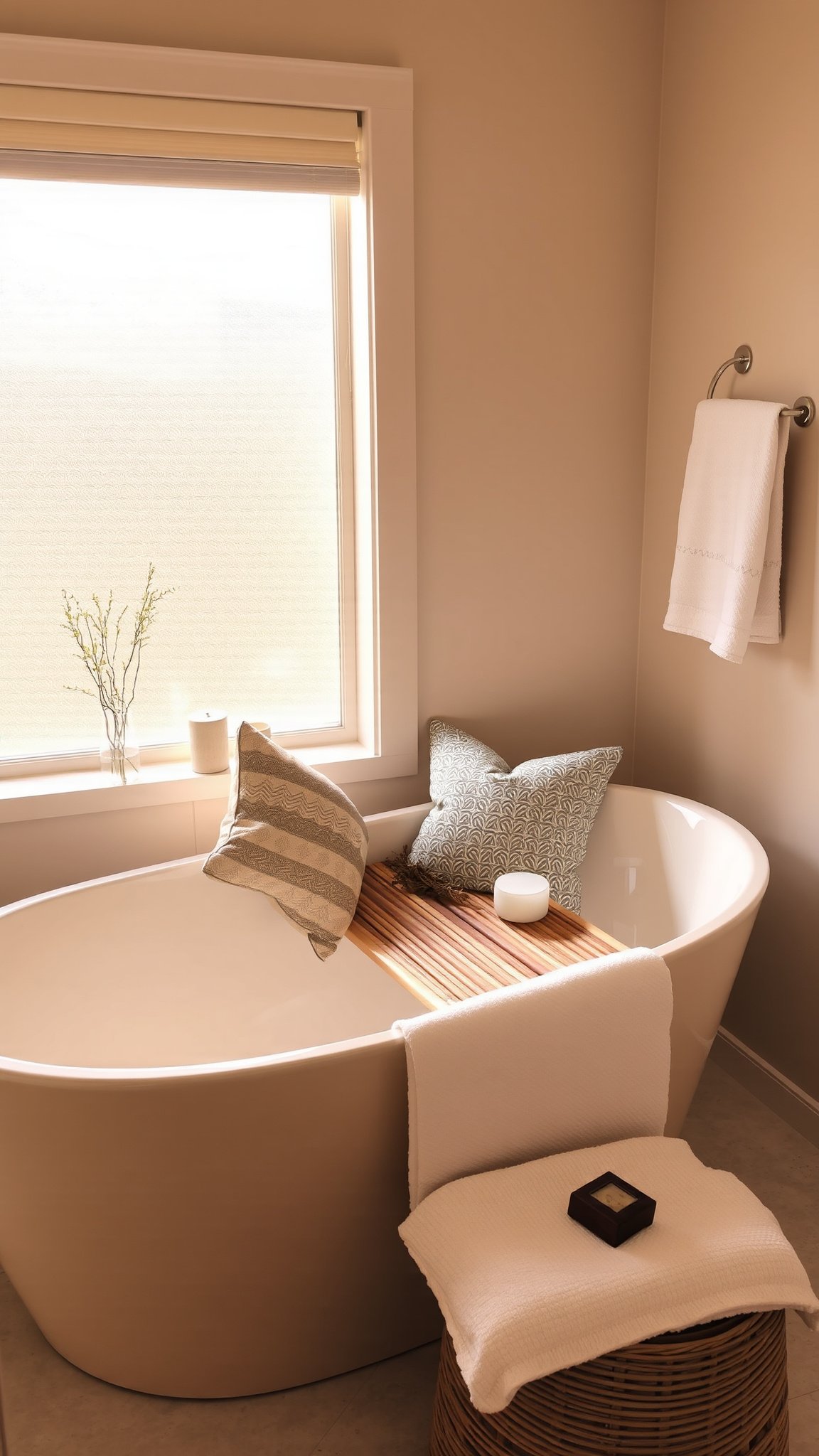 7. Beige Bathtub Accents